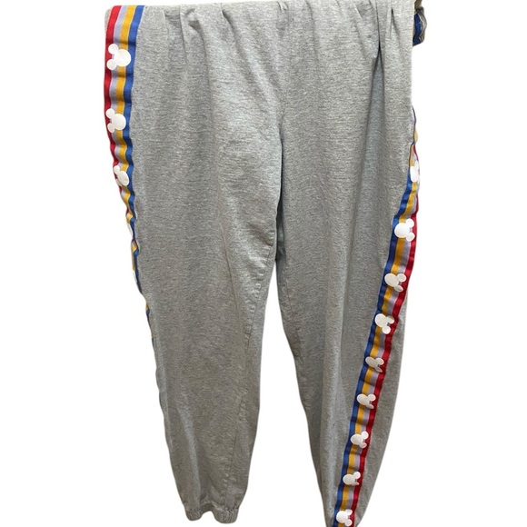 Disney Gray Joggers women L with Colorful Stripes and Disney Logo - Picture 3 of 5